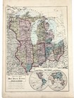 1875 Map  Michigan  Wisconsin  Ohio  Indiana  Illinois - Original  17x12 
