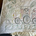 Handmade Heirloom Baby Crib Quilt Embroidered Cross Stitch Animals On A  Train