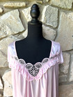Vintage Lati Fashion Nightgown Size Small Pink Liquid Satin Ruffle Accent