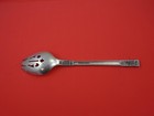 Aegean Weave Plain By Wallace Sterling Silver Pierced Serving Spoon Orig  8 7 8 