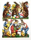 Easter Embossed Vintage Die Cut Scrap Anthropomorphic Chicks Rabbits Asst  2