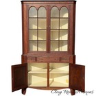 Antique Chester Walnut Inlaid Corner Cupboard Cabinet 2pc Farm  Country 1820