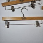 10 Vintage Wooden Clothing Hangers Nautica Sleepwear Rare Straight Bar W  Clips 