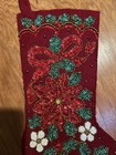 Bucilla Felt Christmas Stocking    glitzy Poinsettia    Finished 18  Vintage Euc