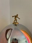 Vintage Mid Century Modern Chrome Bowling Ball Liquor Decanter Barware Set