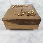 Vintage Metal Trinket Jewelry Box Velvet Lined Pearl Inlay Art Deco Accordion