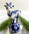 Gzhel Porcelain Goat Bell Figurine Handmade From Russia