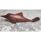 Wood Dolphin Porpoise Hand Carved Solid Cherry Dark Stained Vintage 13  