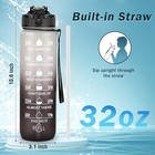 32oz Motivational Water Bottle With Time Markers   Straw - Bpa Free  Leak-proof