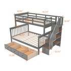 Twin Over Full Bunk Beds With Storage Drawers   Stairs Wood Platform Bed Frames