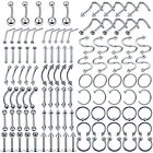 10-110pcs Steel Body Piercing Kits Ear Nose Belly Rings Lip Tongue Eyebrow Stud