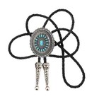 Sunflower Vintage Bolo Tie Turquoise Stone Silver Sterling Cowboy Men Navajo