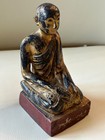 Antique Burmese Monk  Wood  Lacquer And Gold Leafed  19th Century 6  Tall