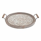 Kate And Laurel Hillrose Round Wooden Tray 18 Inch Diameter Rustic Brown And