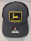 John Deere Patch On  Richardson 112 Trucker Hat Snapback Charcoal black