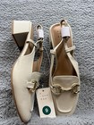 A New Day Shoes Womens Size 9 Cream Justina Loafers Gold Bit Memory Foam New
