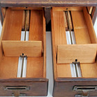 Vintage Industrial Card Catalog 2 Drawer Oak File Cabinet    15  X 12 3 4  X  5