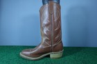 Vintage 80   s Double H Roper Cowboy Boots Tan Leather Western Roper Men   s 8 Ee