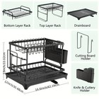 2-tier Dish Drying Rack Large Capacity Kitchen Organizer Drainer Rack Countertop