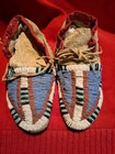 Sioux Plains Painted Parfleche Sole Moccasins Childs Beaded