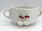Red   Blue Sea Glass Earrings  Sand Dollar Shell Charm