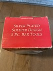 Vintage Godinger 5 Pc Christmas Nutcracker Soldier Bar Tool Set Silver Plate