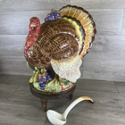 Vtg Fitz   Floyd Autumn Bounty Large Thanksgiving Turkey Tureen 1993 W  Ladle
