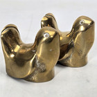 Brass Bird Figurines Pair Gold Tone Modernist Desk 2 Decor Small Vintage