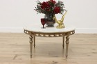 French Antique Nickel Coffee Table  Marble Top  56659