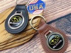 New Rare Vintage Black Subaru Car Genuine Leather Key Fob Chain Ring Automotive