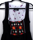 German Trachten Haus Dirndl Embroidered Black Dress Apron Octoberfest 36
