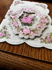 Vintage Used Hallmark Birthday Greeting Card 3-d Embossed Pink Rose Wreath