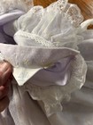 Vtg Lilo California Girls Sz6 Full Circle Dress Sheer Ruffle Lace Flock Dot Swis