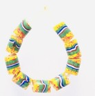 9 Old Rare Venetian Antique Yellow Banded Onion Skin African Glass Trade Beads