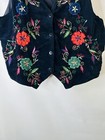 Vintage 90s Womens Medium Velour Folk Art Floral Vest Renaissance Artsy