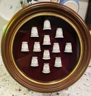 Vintage  Spode Bone China 12 Days Of Christmas Thimbles In Wall Display Case 