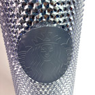 Starbucks Christmas 2019 Holiday Platinum Silver Studded Tumbler W lid straw New