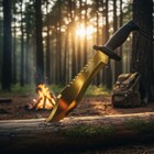 Bowie Fixed Blade Tactical Combat Hunting Survival Knife Rambo   Sheath Gold 12 