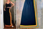 Vintage 60s 70s Rainbow Stripe Maxi Skirt