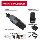 Hyper Tough 12v Cordless Rotary Tool Variable Speed 40-piece Kit 2 0ah Battery