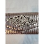 Raj Embellished Ruched Pewter Metallic Clutch Evening Bag Silver Chain Strap