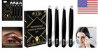 Stainless Steel Eyebrow Tweezers - 4 Piece Set With Anti-slip Grip