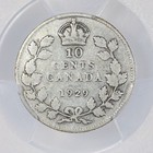 1929 Canada  king George V  Silver 10 Cents - Pcgs F12