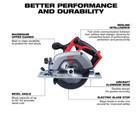 Milwaukee M18 6-1 2 Circular Saw 2630-20 With Blade  Guide   Vac Attach
