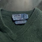 Vintage 90s Polo Ralph Lauren Dark Green Merino Wool V Neck Sweater Kids L