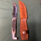 Queen Steel 77 Fixed Blade Knife W stag Handle   Leather Sheath Usa In Pa  Obo