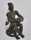 Small Antique Bronze Indian Hindu Musician Statue 18 19th Century
