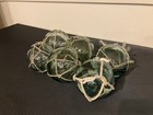 Japanese Glass Fishing Float 6set Ukidama Buoy Ball Vtg Bindama Rope Small Blue