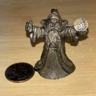 Vintage Pewter Mini Figure Wizard With Crystal Ball