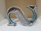Vintage Industrial Cast Aluminum Sign Letter S 10 5  Blue Metal Marquee Salvage